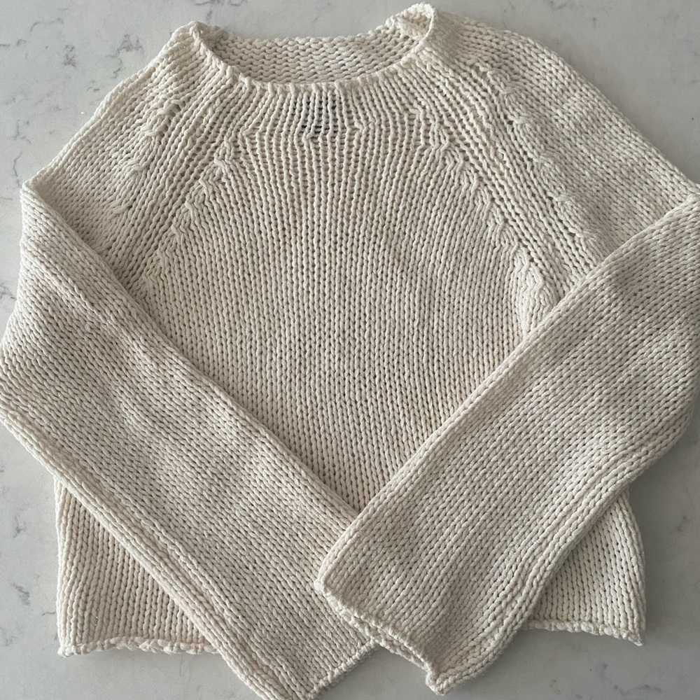 Massimo Dutti Lightweight Open Stitch Cream Sweater